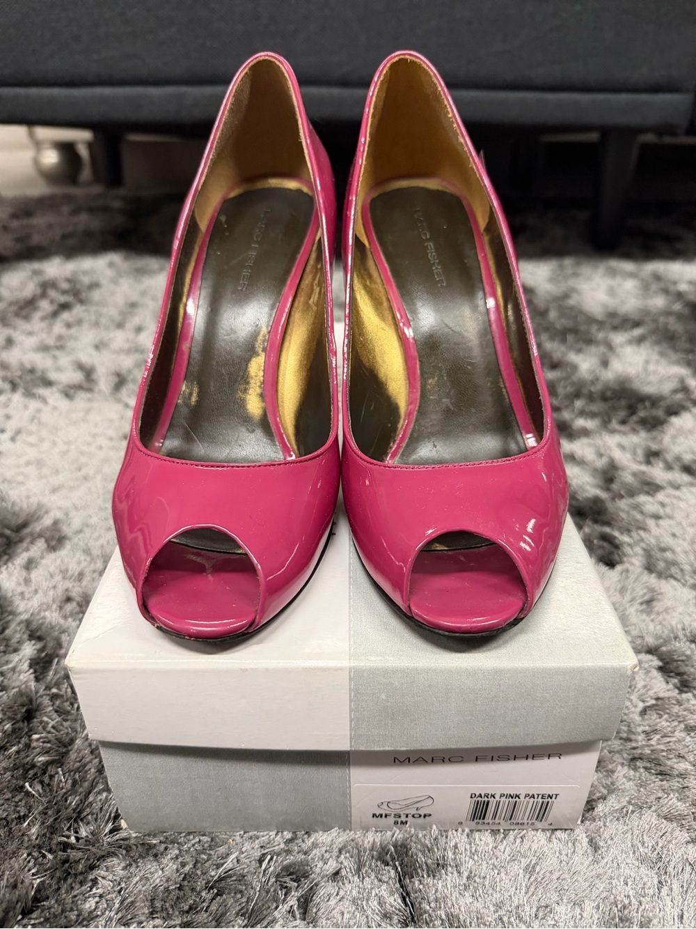 Marc Fisher Hot Pink Patent Peep-Toe Heels